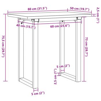 Esstisch O-Gestell 80x50x75,5 cm Massivholz Kiefer & Gusseisen
