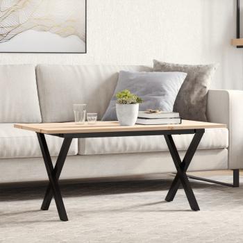 ARDEBO.de - Couchtisch X-Gestell 100x50x45 cm Massivholz Kiefer & Gusseisen