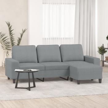 ARDEBO.de - 3-Sitzer-Sofa mit Hocker Hellgrau 180 cm Stoff