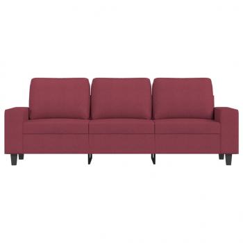 3-Sitzer-Sofa mit Hocker Weinrot 180 cm Stoff