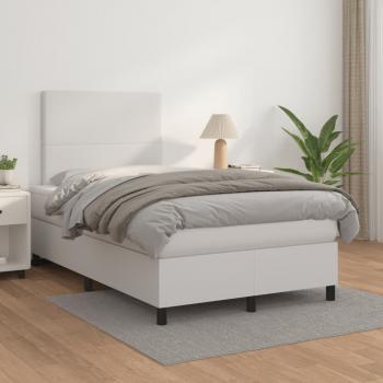 ARDEBO.de - Boxspringbett mit Matratze Weiß 120x200 cm Kunstleder