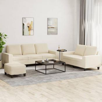 ARDEBO.de - 3-tlg. Sofagarnitur Creme Stoff