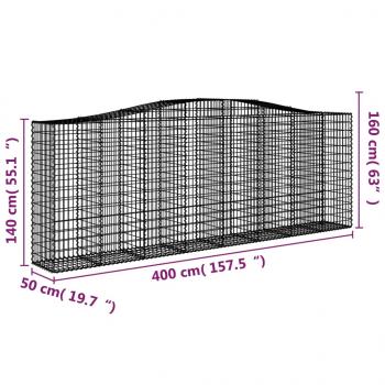 Gabionen mit Hochbogen 15 Stk 400x50x140/160cm Verzinktes Eisen