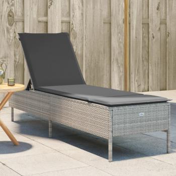 ARDEBO.de - Sonnenliege mit Auflage Hellgrau Poly Rattan