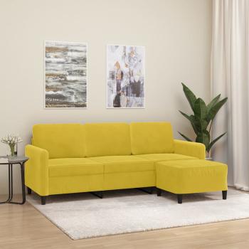 ARDEBO.de - 3-Sitzer-Sofa mit Hocker Gelb 180 cm Samt