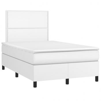 Boxspringbett mit Matratze & LED Weiß 120x200 cm Kunstleder