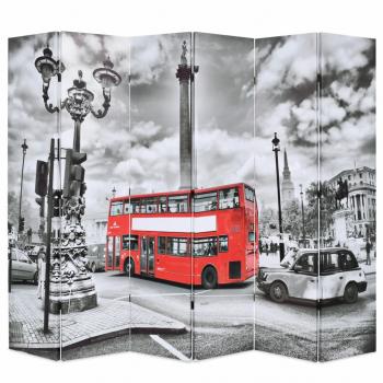 ARDEBO.de - Raumteiler klappbar 228 x 170 cm London Bus Schwarz-Weiß