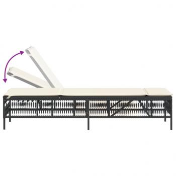 Sonnenliegen 2 Stk. mit Tisch Schwarz Poly Rattan