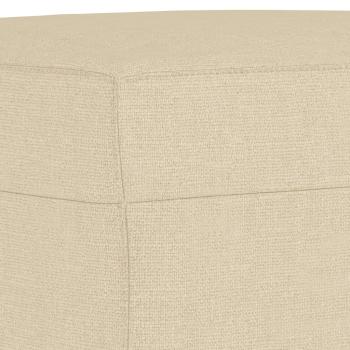 3-Sitzer-Sofa mit Hocker Creme 180 cm Stoff