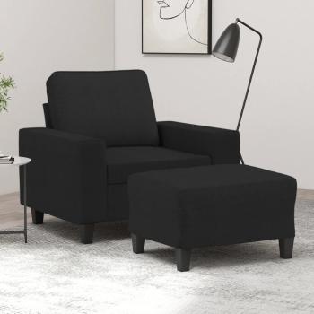 ARDEBO.de - Sessel mit Hocker Schwarz 60 cm Stoff
