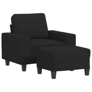 Sessel mit Hocker Schwarz 60 cm Stoff
