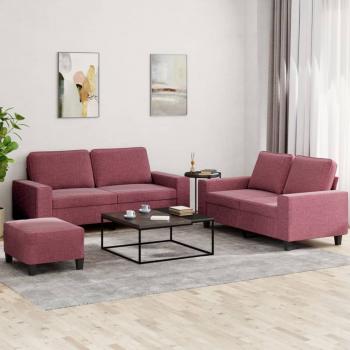 ARDEBO.de - 3-tlg. Sofagarnitur Weinrot Stoff