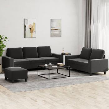 ARDEBO.de - 3-tlg. Sofagarnitur Schwarz Stoff