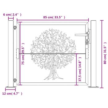 Gartentor 105x80 cm Cortenstahl Baum-Design