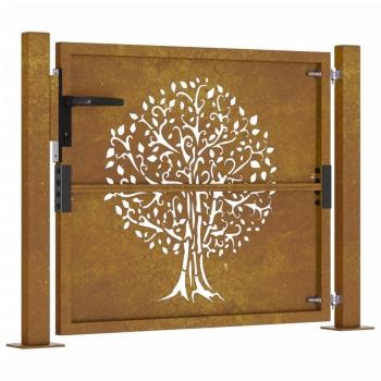 Gartentor 105x80 cm Cortenstahl Baum-Design