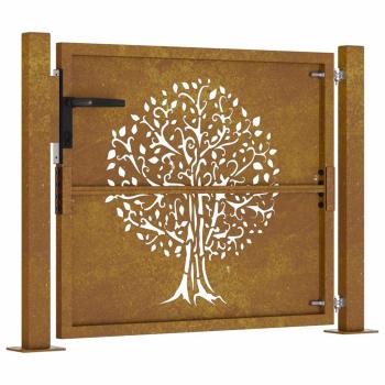 Gartentor 105x80 cm Cortenstahl Baum-Design