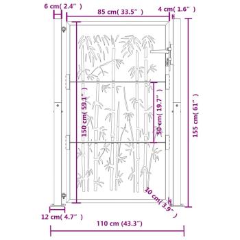 Gartentor Anthrazit 105x155 cm Stahl Bambus-Design