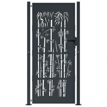 Gartentor Anthrazit 105x205 cm Stahl Bambus-Design