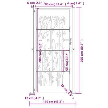 Gartentor Anthrazit 105x205 cm Stahl Bambus-Design