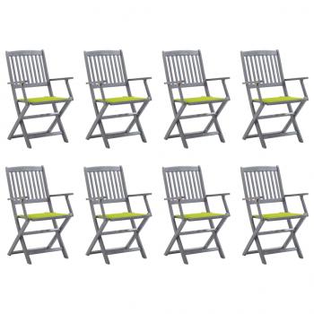 ARDEBO.de - Klappbare Gartenstühle 8 Stk. mit Kissen Massivholz Akazie