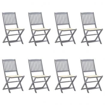 ARDEBO.de - Klappbare Gartenstühle 8 Stk. mit Kissen Massivholz Akazie