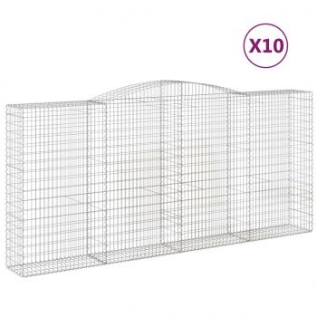 ARDEBO.de - Gabionen mit Hochbogen 10Stk. 400x50x180/200cm Verzinktes Eisen