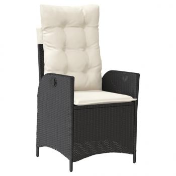 ARDEBO.de - 5-tlg. Garten-Essgruppe mit Kissen Schwarz Poly Rattan