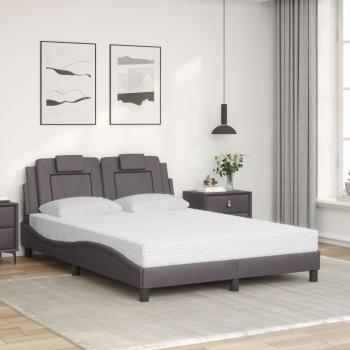 Bett mit Matratze Grau 140x200 cm Kunstleder