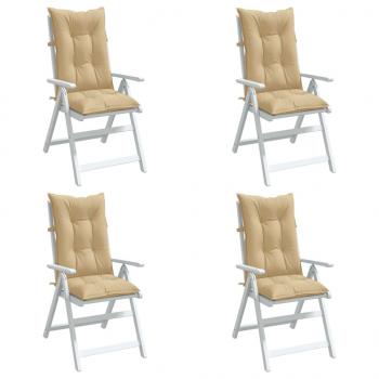 ARDEBO.de - Hochlehner-Auflagen 4 Stk. Melange Beige 120x50x7 cm Stoff