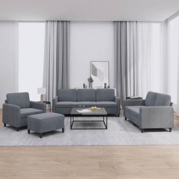 ARDEBO.de - 4-tlg. Sofagarnitur Dunkelgrau Samt
