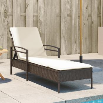 ARDEBO.de - Sonnenliege mit Auflage Braun 63x200x81 cm Poly Rattan