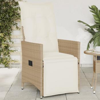 ARDEBO.de - Gartensessel mit Kissen Verstellbar Beige Poly Rattan