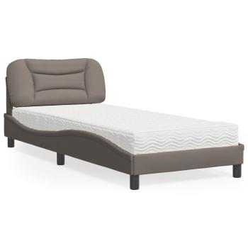 ARDEBO.de - Bett mit Matratze "Hvar" Taupe 90x200 cm Stoff