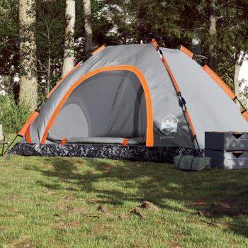 ARDEBO.de - Campingzelt 5 Personen Grau und Orange Quick Release