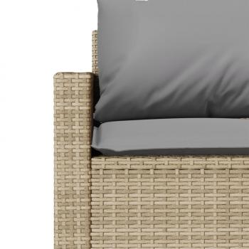 Gartensofa mit Kissen 3-Sitzer Beige Poly Rattan