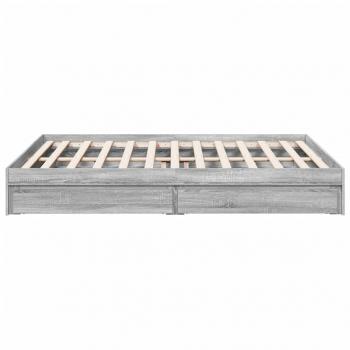 Bettgestell mit Schubladen Grau Sonoma 150x200 cm Holzwerkstoff