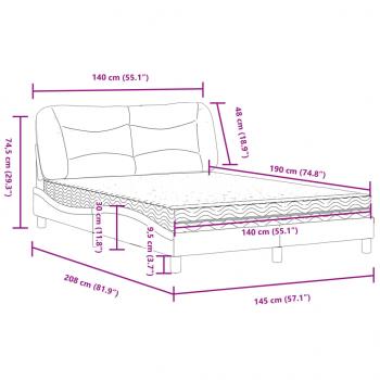Bett mit Matratze Blau 140x190 cm Stoff