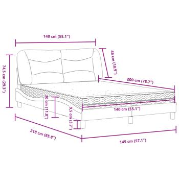 Bett mit Matratze Taupe 140x200 cm Stoff