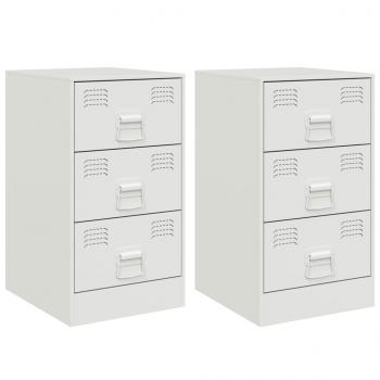 Nachttische 2 Stk. Weiß 34,5x39x62 cm Stahl