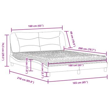 Bett mit Matratze Dunkelbraun 160x200 cm Stoff