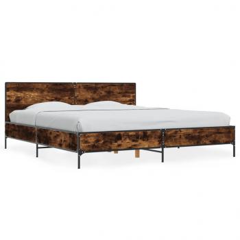 ARDEBO.de - Bettgestell Räuchereiche 180x200 cm Holzwerkstoff und Metall