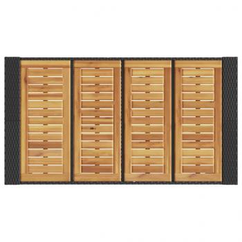 Gartentisch mit Holzplatte Schwarz 145x80x110 cm Poly Rattan
