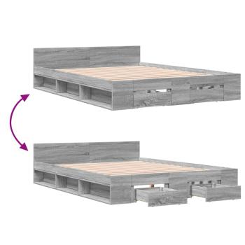 Bettgestell mit Schubladen Grau Sonoma 140x190 cm Holzwerkstoff