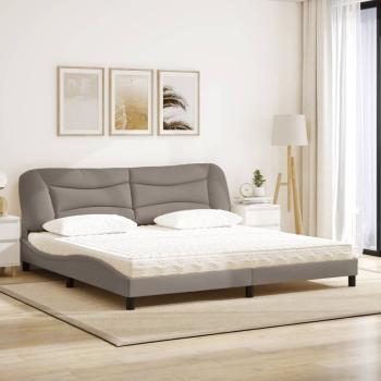 Bett mit Matratze Taupe 200x200 cm Stoff