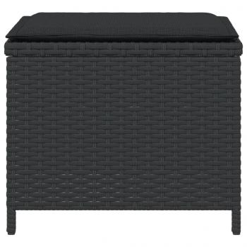 Gartenhocker mit Kissen 4 Stk. Schwarz 40x40x35 cm Poly Rattan