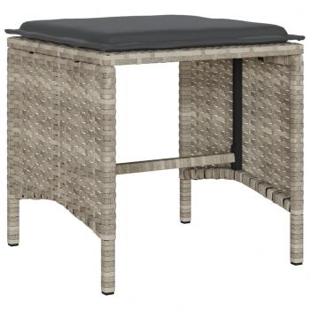 6-tlg. Garten-Sofagarnitur mit Kissen Hellgrau Poly Rattan