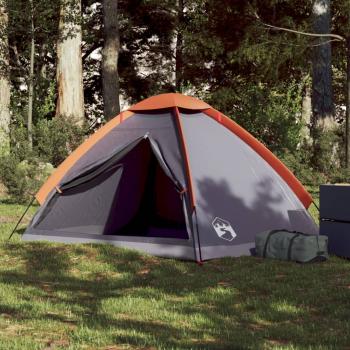 ARDEBO.de - Kuppel-Campingzelt 2 Personen Grau und Orange Wasserdicht