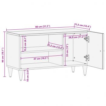 TV-Schrank 80x31,5x46 cm Massivholz Mango