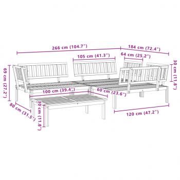4-tlg. Garten-Sofagarnitur aus Paletten Massivholz Akazie