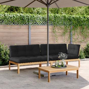 ARDEBO.de - 3-tlg. Garten-Sofagarnitur aus Paletten mit Kissen Akazienholz